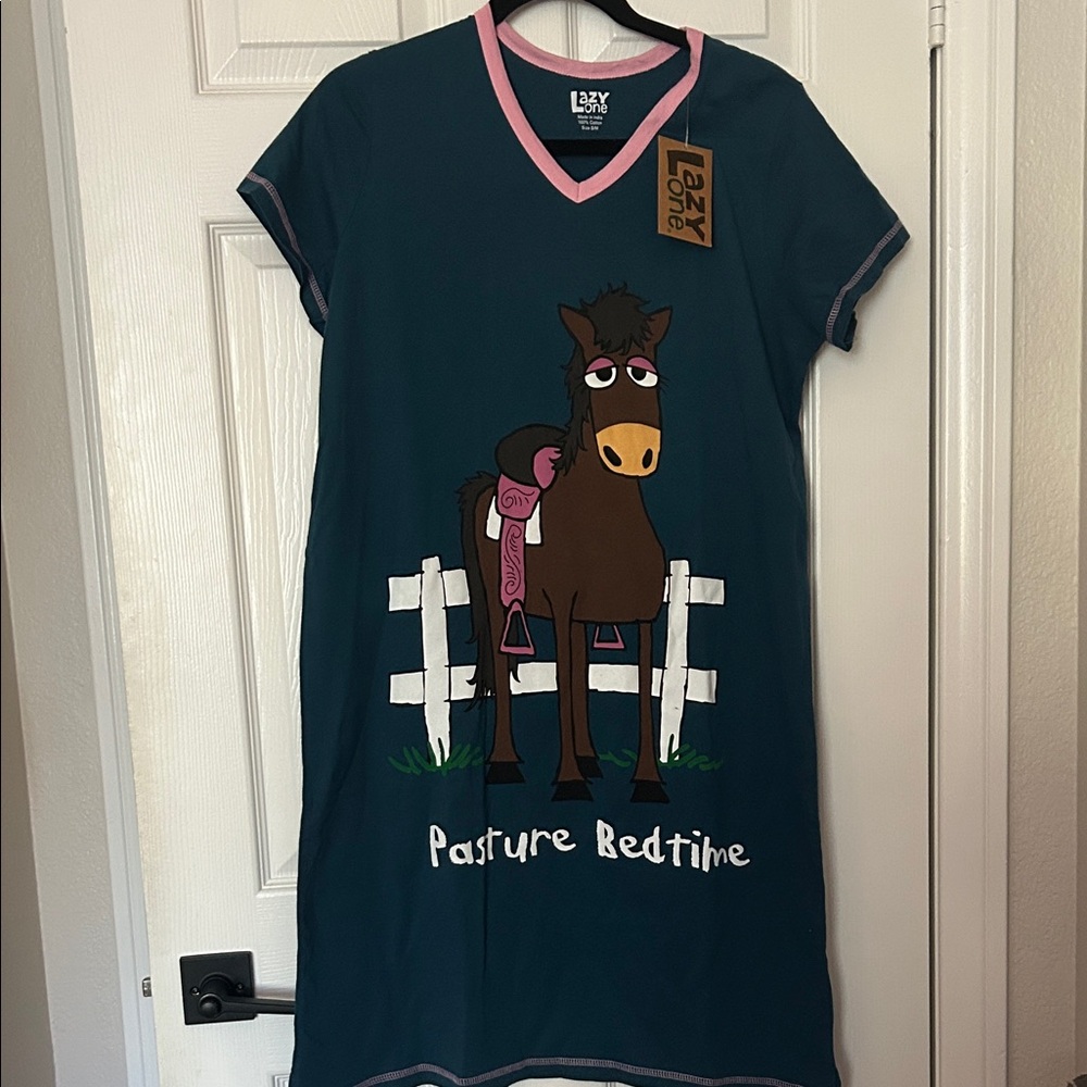 Lazy One Pajama  Teal Horse Pasture Bedtime S/M -NWT